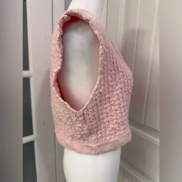 Sonia Rykiel $250 Vintage Crop Tank Top Sleeveless Crocheted Sweater Vest Size L - Picture 2 of 5